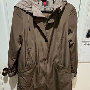 Gallery Brown Hooded Trench Coat